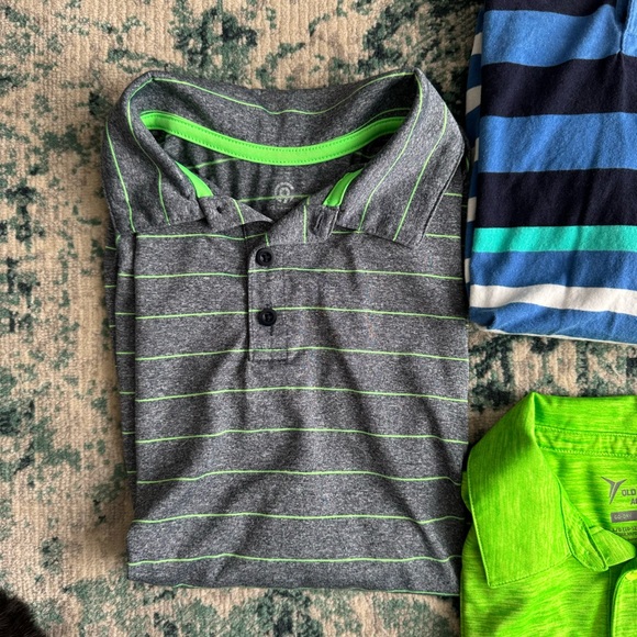 Set of 4 Boys Polo Shirts Blue/Gray/Green Size Large - Picture 8 of 8